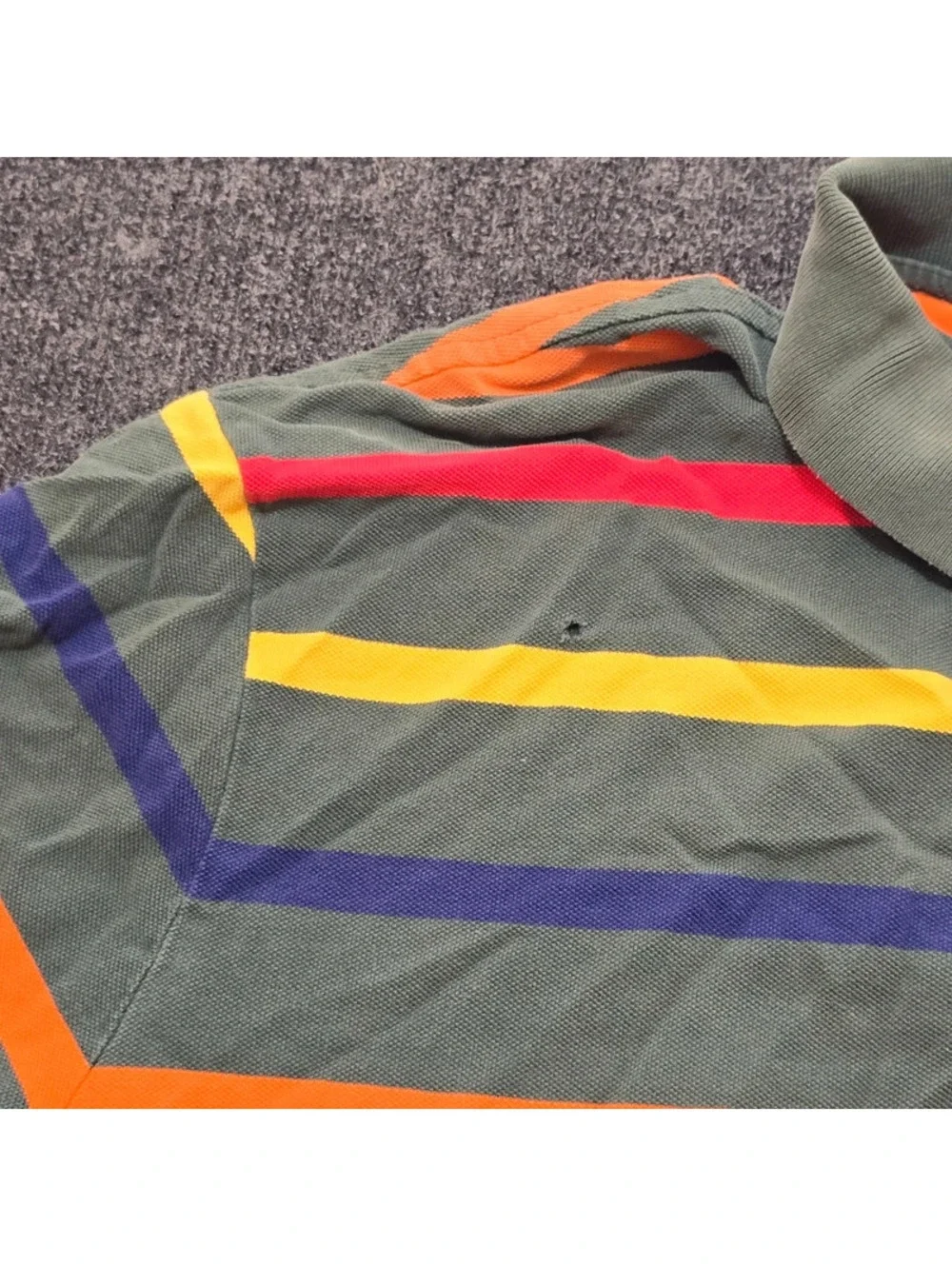 Vintage 90s Polo Ralph Lauren Striped Shirt 3XL Big Green Red Yellow Distress